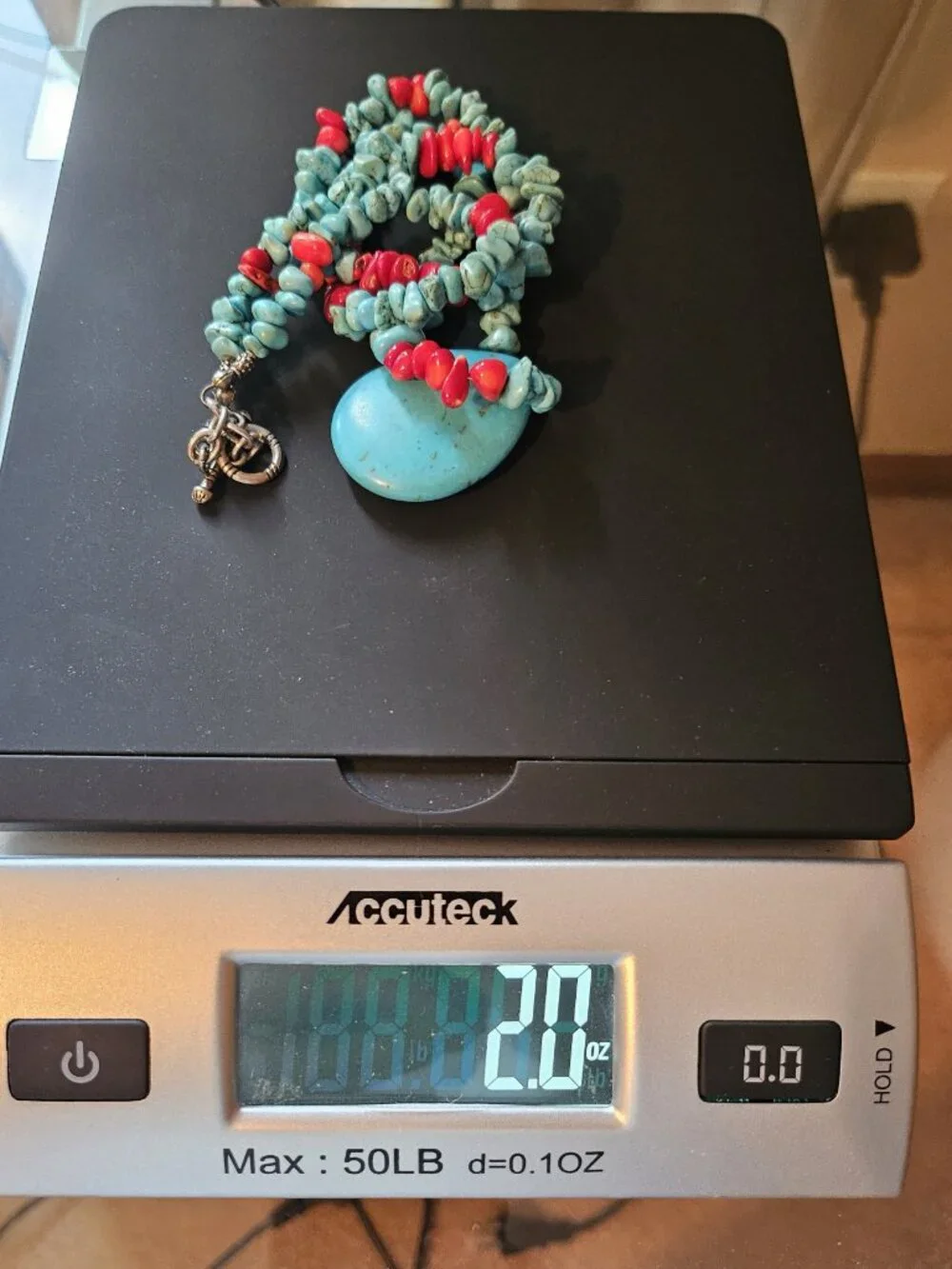 Southwestern Turquoise Stone Necklace | Large Pendant | 24